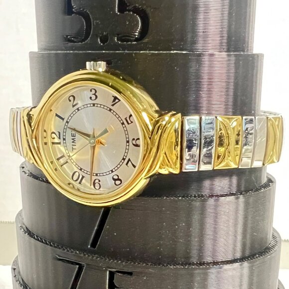 Vtg Timex Ladies Two-Tone Expansion Watch Quartz Stainless Steel Band Works - Picture 5 of 7